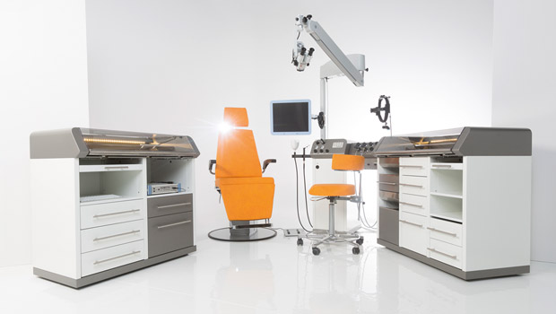 ENT workstation with microscope and head light